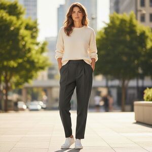 Vintage Giorgio Sant Angelo 100% Wool Pleated Straight Leg Trousers Pant Size 14